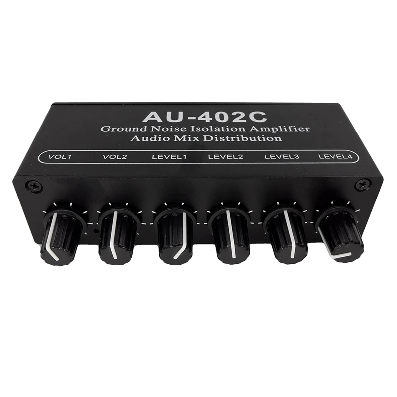 

AU-402C Audio Mixed Distributor Signal Selector Switcher 4 Input 2 Output RCA Tone Volume Controls Headphones Amplifier