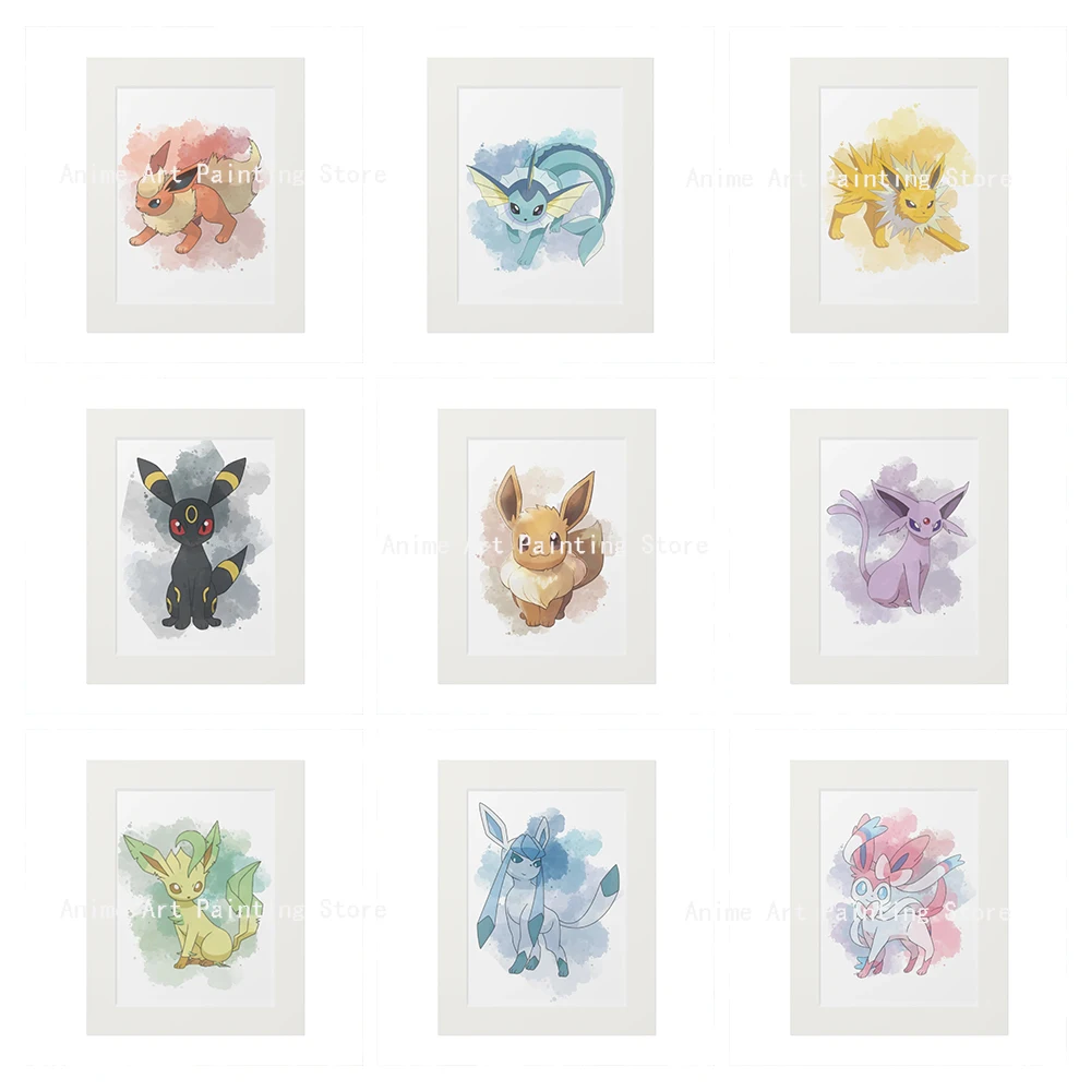 

Pokemon Eevee Evolution Canvas Poster Japanese Anime Print Pocket Monsters Art Kids Room Bedroom Wall Art Pictures Decor Cudros