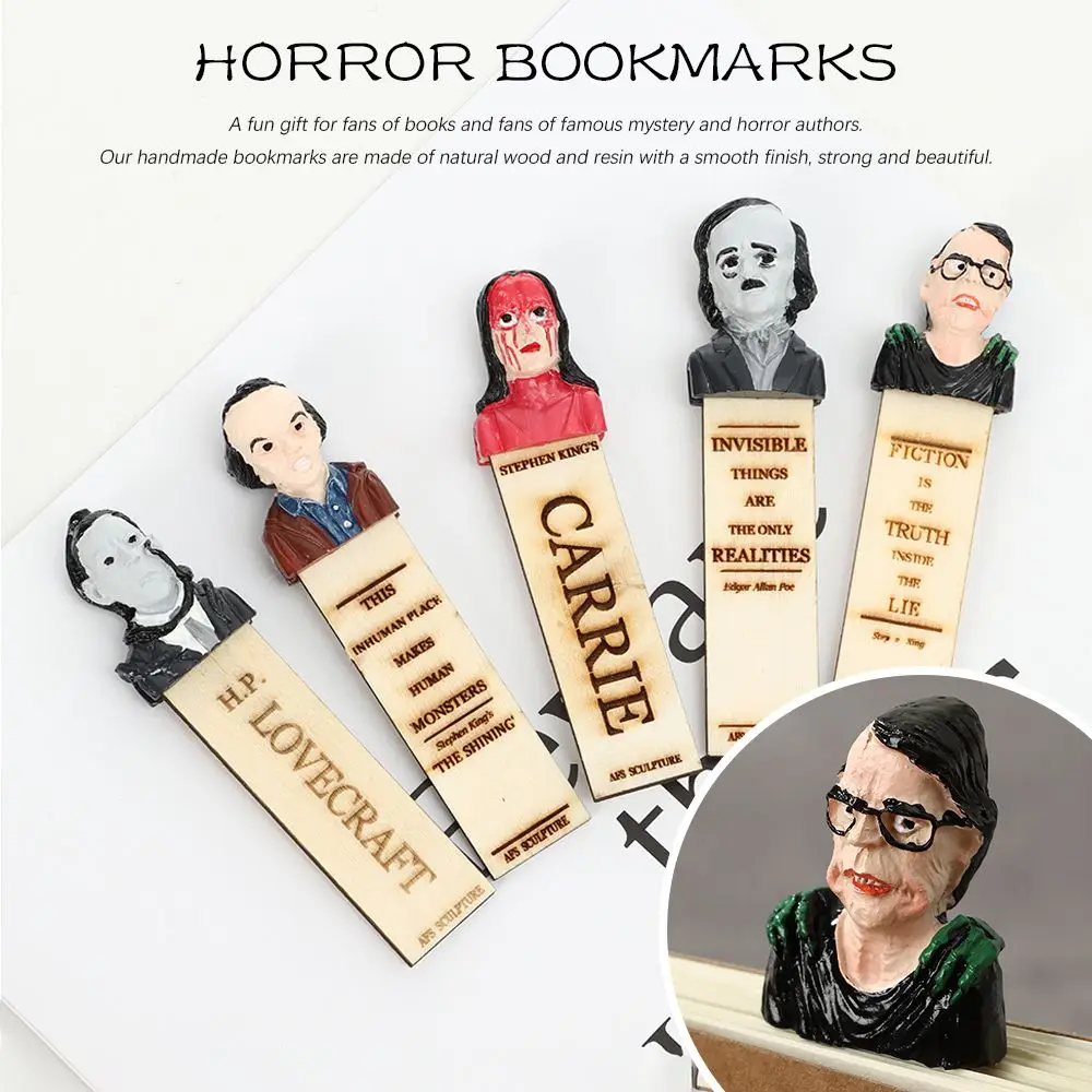 

Supplies Individuality Book Lovers Hand Carved Figure Sculpture Horror Bookmarks Horror Novels Half-Length Figure