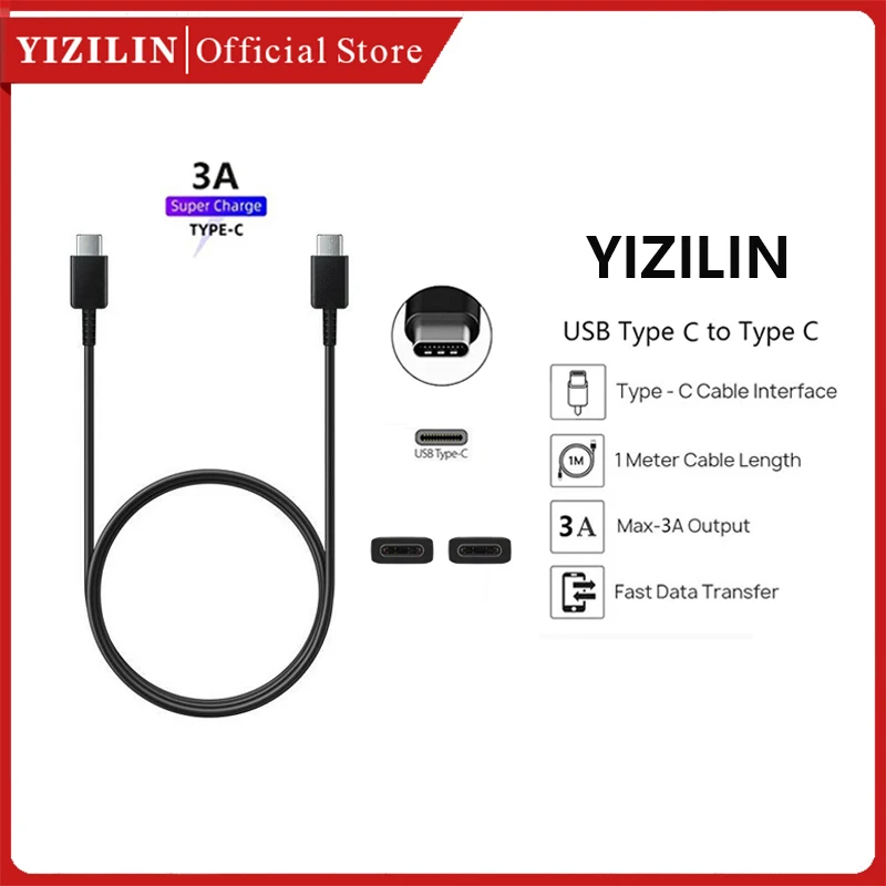 

YIZILIN Cable 3A 25W PD Super Fast Charging Cable USB C To USB C Data Line for Samsung S20 S21 S22 Ultra Note 20 10 A91 80 70 71