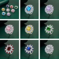 european and american exaggerated color zircon ring fashion luxury retro sapphire luxury ring color matching hand jewelry
