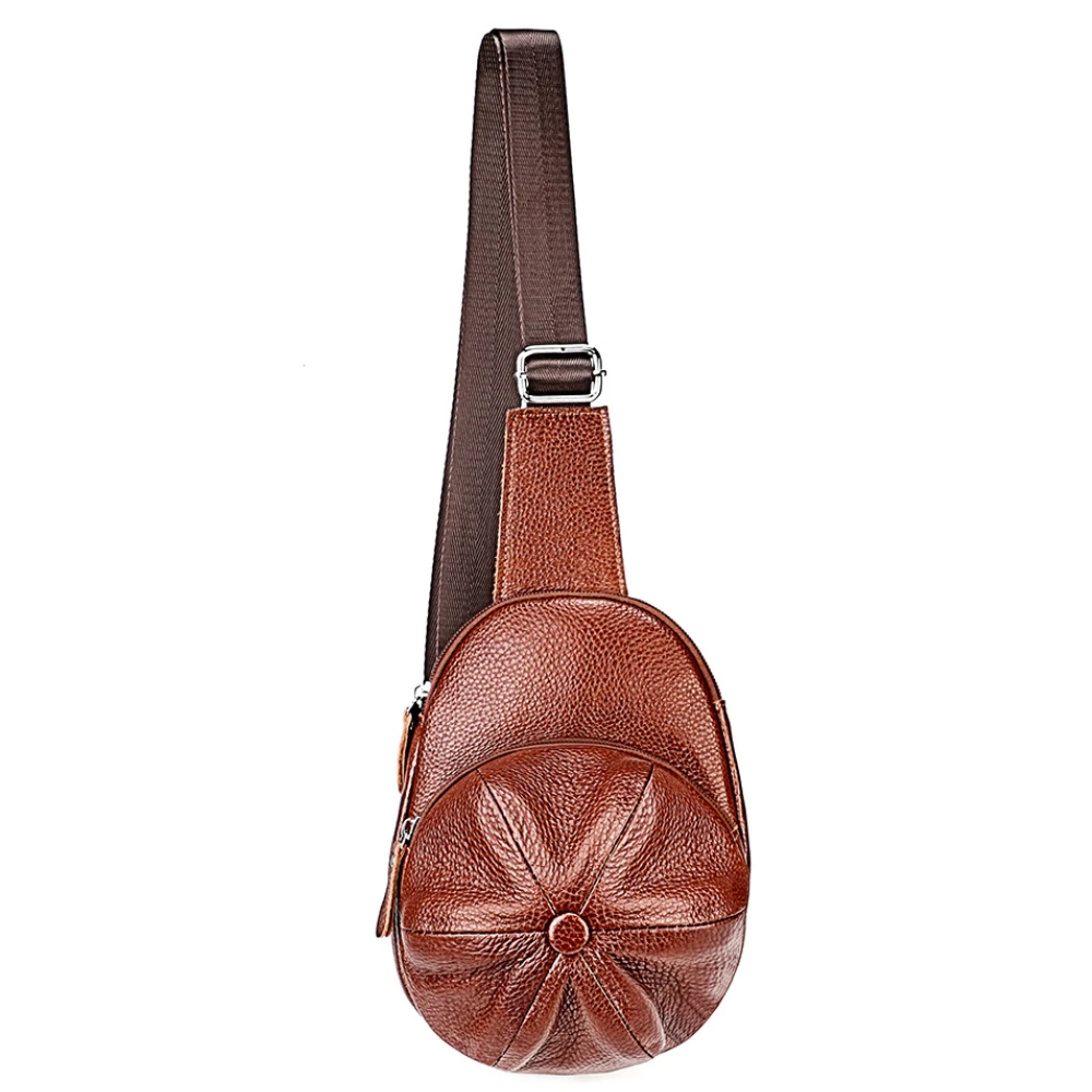 Fashion Versatile Cowl Leather Shoulder Messenger Bag Genuine Leather Men's Chest Bag