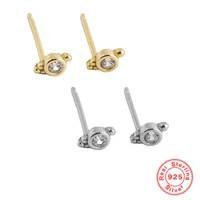 925 sterling silver small fresh simple stud earrings mini roun white zircon simple earrings for women gold silver color jewelry