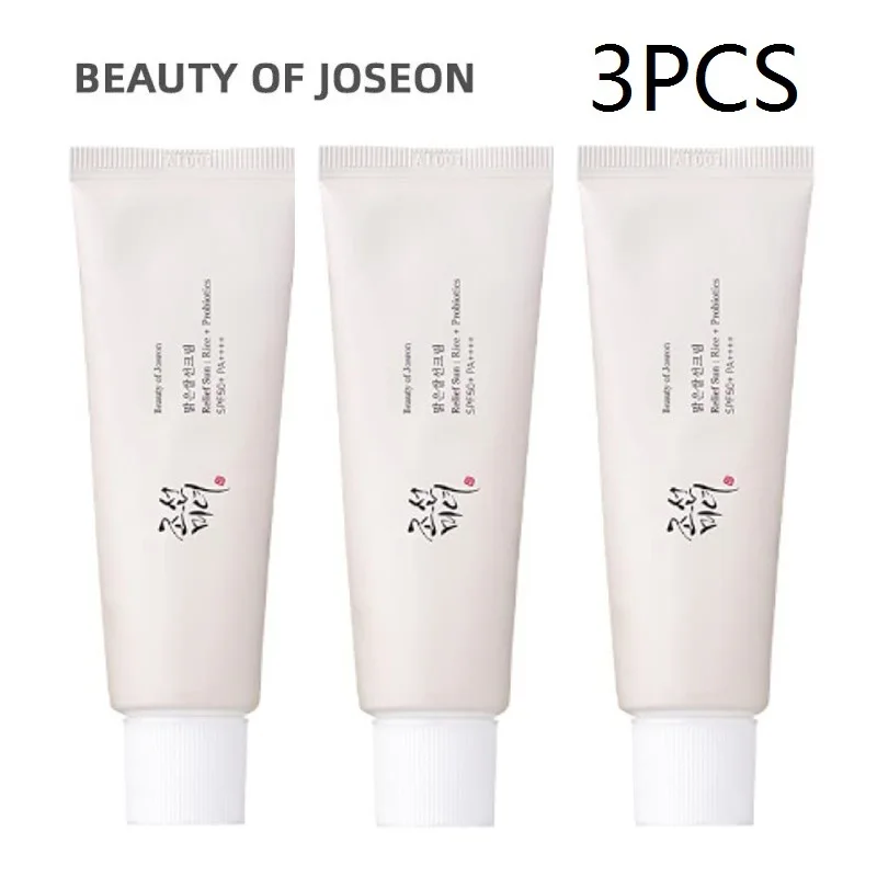 

3PCS BEAUTY OF JOSEON RELIEF SUNSCREEN RICE + PROBIOTICS SPF50+ PA++++ 50ML RELIEF SUN LIGHTWEIGHT AND CREAMY ORGANIC SUNSCREEN