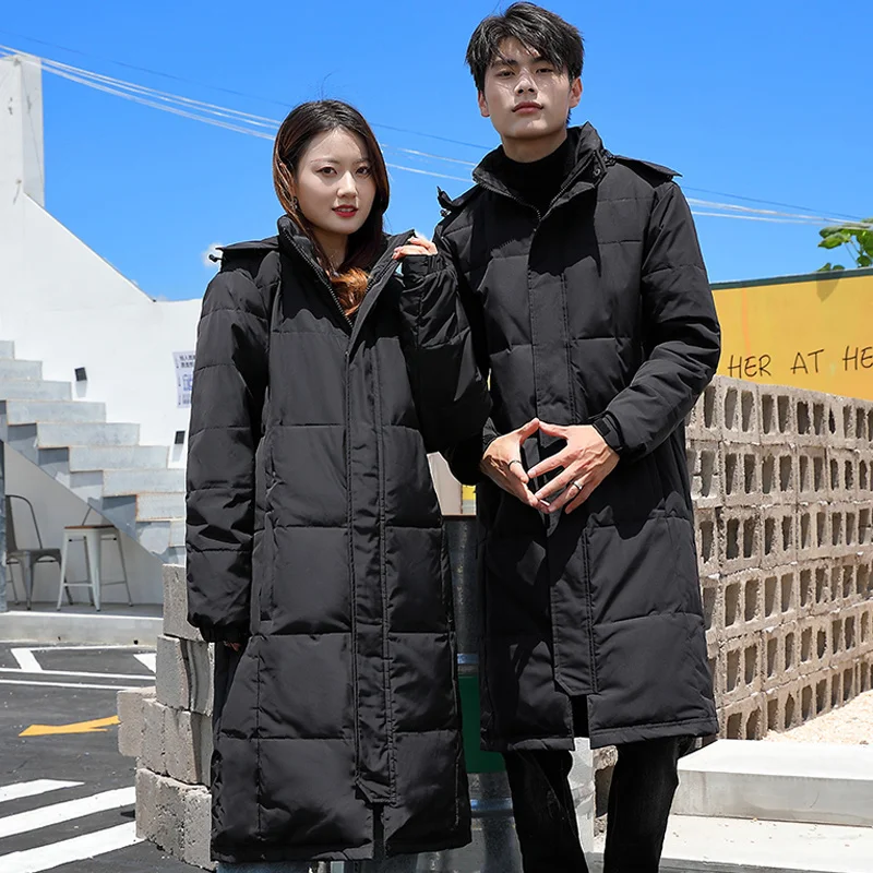 

Winter Down Jacket Men 2022 New Fashion Brand Warm Thicken White Duck Down Coat Men Women Hooded Couples Long Parkas Black White