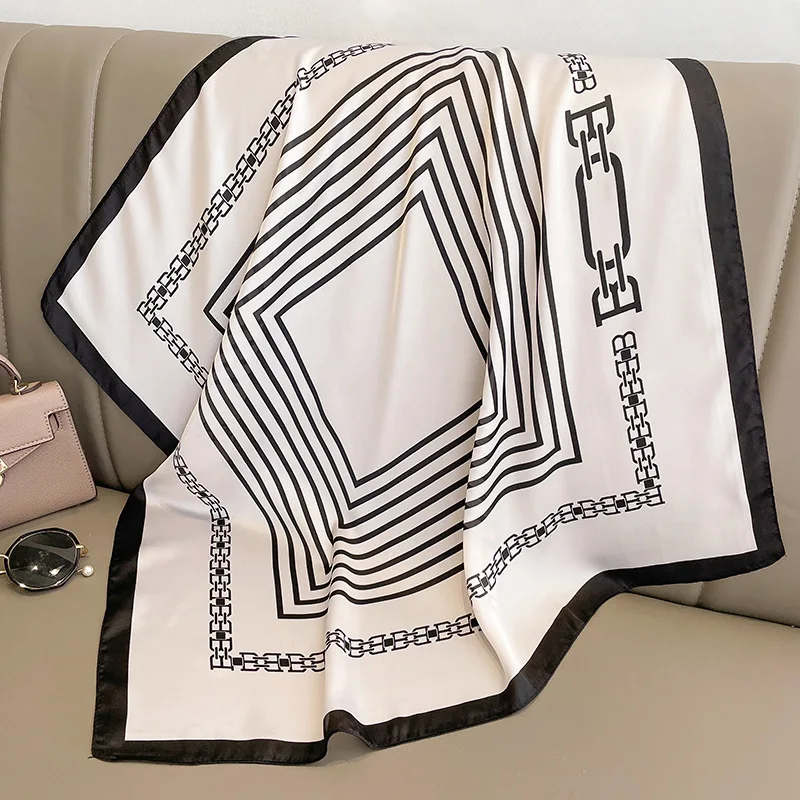 

70*70cm Korean Striped Small Square Scarf Women Neck Decorate Scarf Spring and Autumn Hair Band Neck Scarf Headscarf Hijab Lady