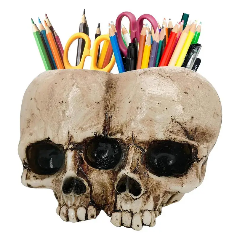 

Resin Crafts Human Tooth Skull Fossils Teaching Skeleton Model Halloween Home Office Flower Pot Planter Skull Pot Decoration