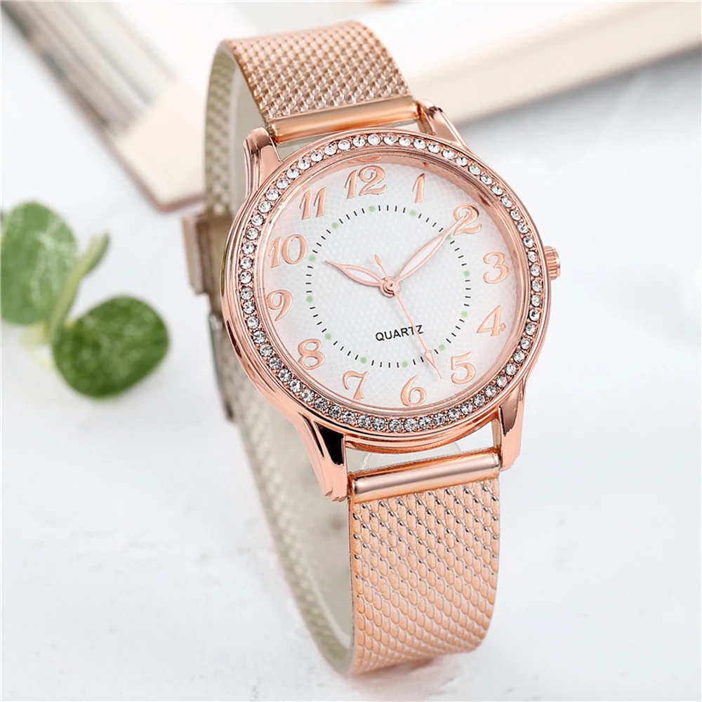 

Luxury Bracelet Quartz Watches for Women Business Elegant Dress Mesh Belt Rhinestones Quartz Watches Clock Relogio Feminino