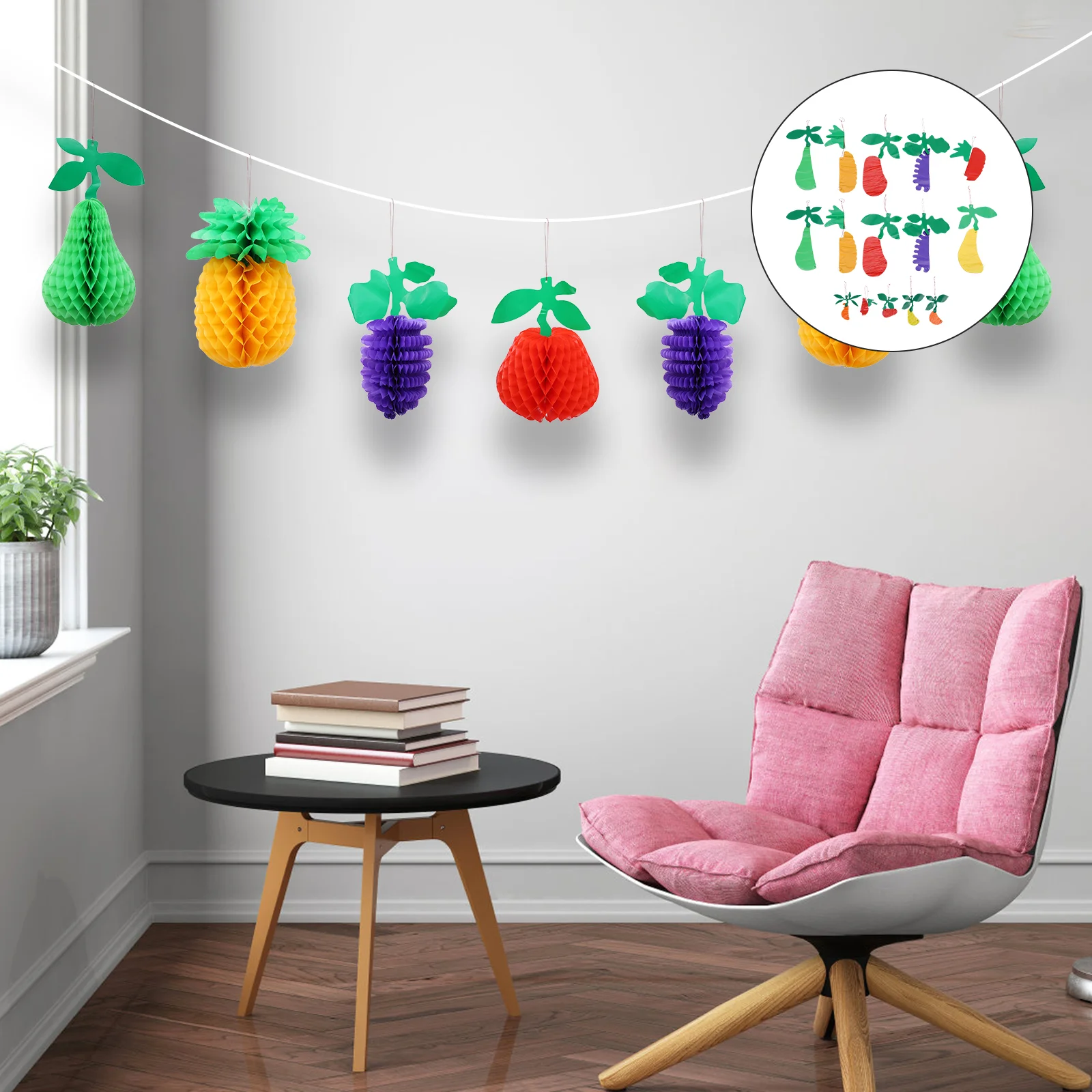 

15pcs Creative Fruit Hanging Ornaments Party Decors Honeycomb Plastic Adornments