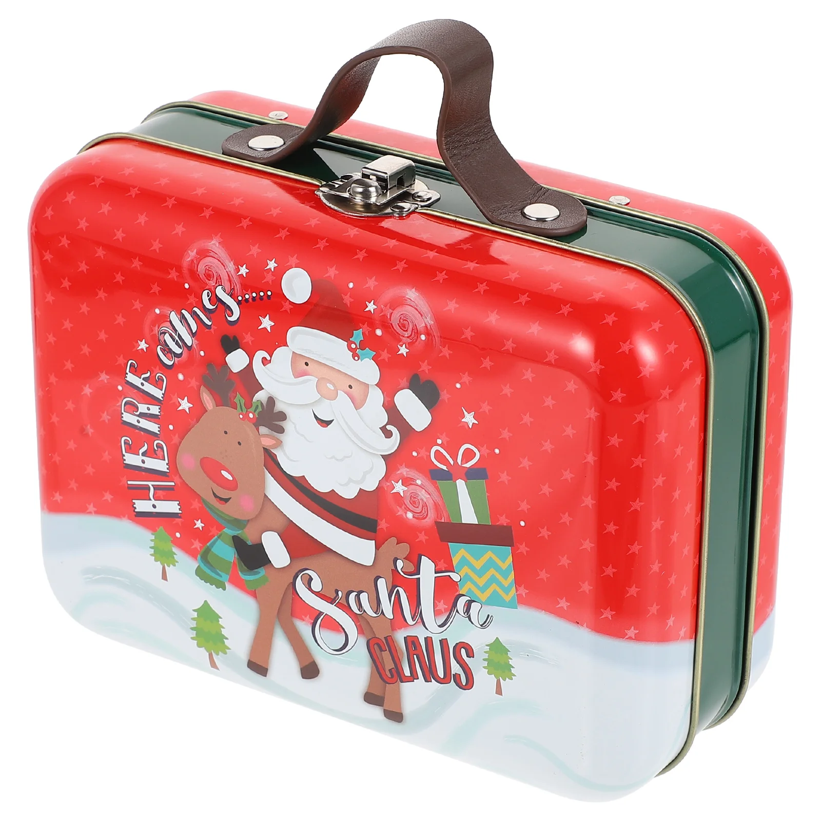 

Cookie Christmas Tins Gift Box Candy Jar Tinlid Giving Tinplate Boxes Xmas Forempty Storage Metal Biscuit Round Can Claus Treats
