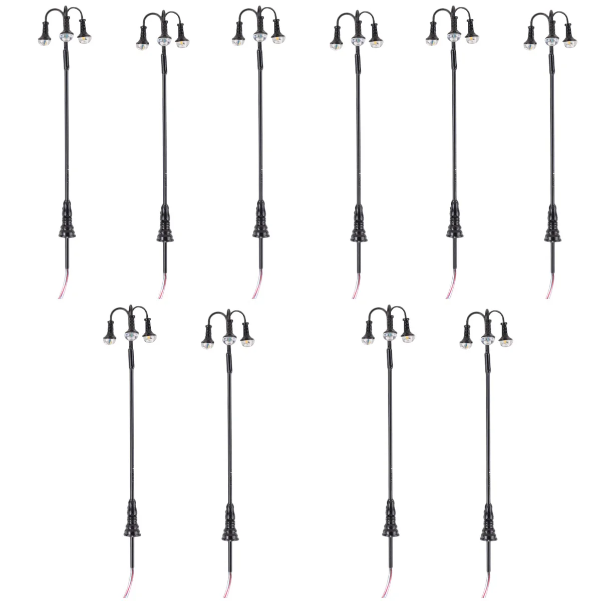 

10 pcs 3-head Street Models Micro Landscape Road Lamp Sand Table Scene Props