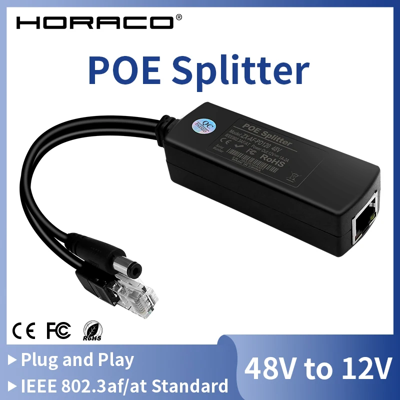 

Сплиттер POE HORACO, 12 В, 2 А, с поддержкой IEEE 802.3af/at
