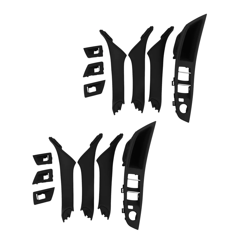 

14Pcs Car Driver Seat Front Right Armrest Interior Door Handle Pull 1Hole For-BMW F10 10-17 LHD Auto Interior Black