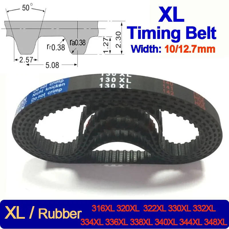 

1Pc XL Rubber Timing Belt Width 10mm 12.7mm 316 320 322 330 332 334 336 338 340 344 348XL Synchronous Belt