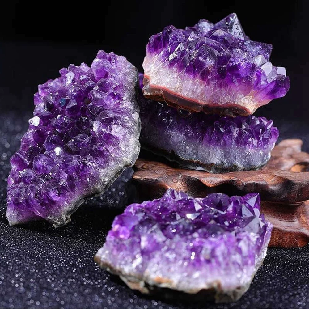 

Natural Rock Quartz Crystal Amethyst Cluster Druzy Geode Specimen Healing Reiki