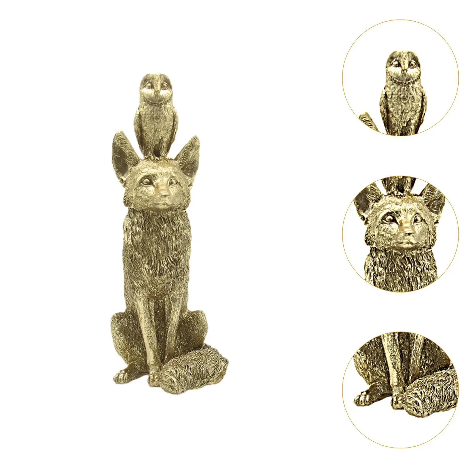 Фигурка Лисы И Совы Креативная Скульптура Из Смолы Мультисценарное Украшение