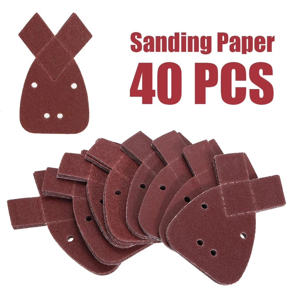 

40pcs Mouse Sander Pads For Polishing/grinding Plastic Wood Rubber Leather Glass 40-120 Grit Anti-static Alumina Sandpaper Set