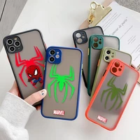 marvel spider logo matte phone case for iphone apple 11 12 13 pro max xr xs x 6 s 7 8 plus mini skin feel fundas coques capa