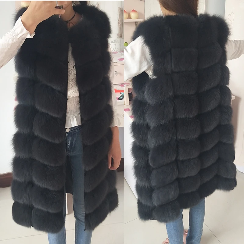 High quality women's real fox fur vest 100% natural real fur 2022 fashion fur coat genuine leather vest coat