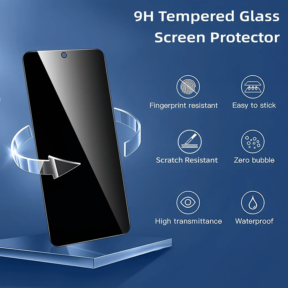 Фото Антишпионская пленка из закаленного стекла для Xiaomi Redmi A3 Pro A1 A2 Plus A5 A4 13C 12 10 C 12C 10C 10A 9C NFC 9T Защитная пленка для экрана конфиденциальности №4