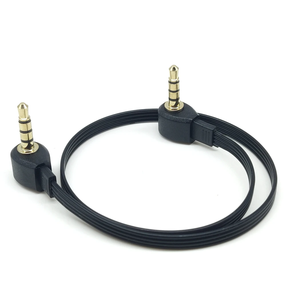 

50CM 90 degree Angled Short 3&4 pole 3.5mm to 3.5mm audio cable plug jack 3.5 male to male car sound wire headphones for phones