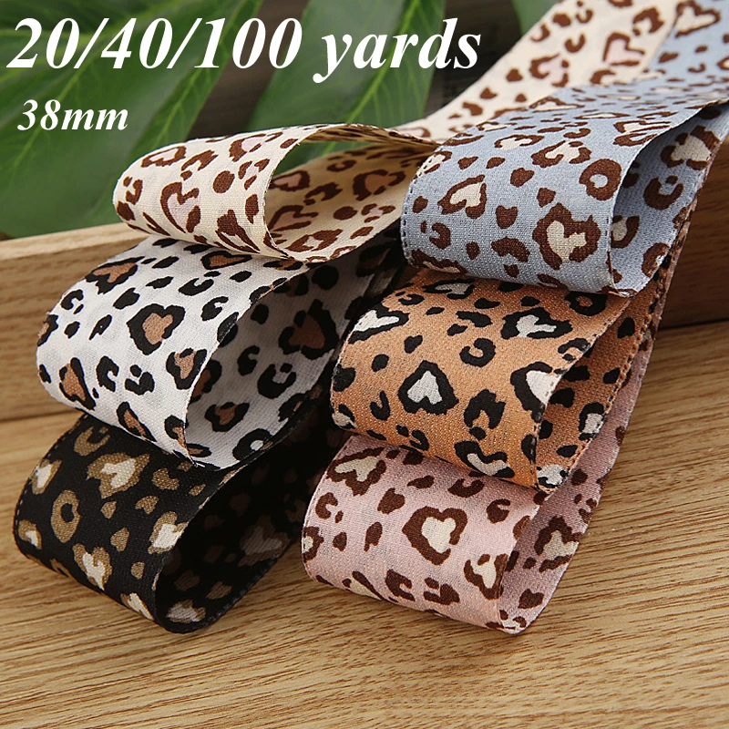 

20/40/100yards 38mm Double-sided DIY Leopard Layering Fabric Cloth Ribbons Handmade Crafts Accessories For Bow Tie Hair Making