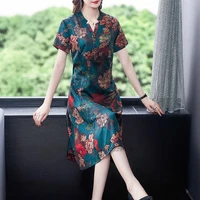 2022 chinese vintage dress flower print qipao vintage stage cheongsam qipao gown chinese elegant party dress oriental qipao