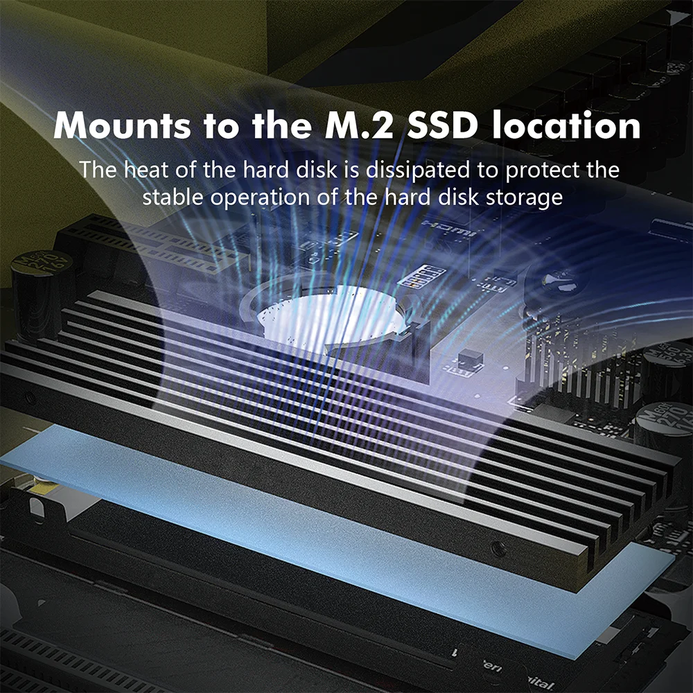 Фото 8-миллиметровый полностью алюминиевый радиатор для SSD M.2, охладитель NVMe MSATA M2 2280, термопрокладка для PCIE SATA M.2 SSD №2