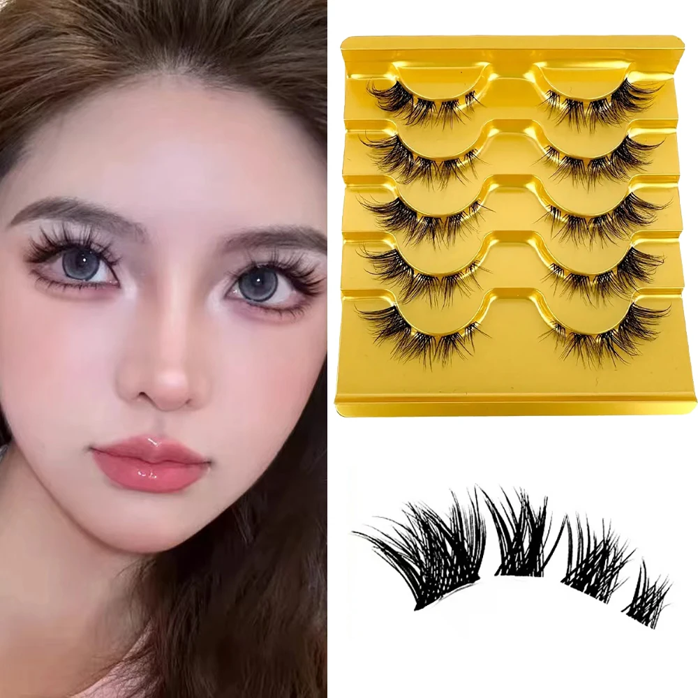 5 пар накладных ресниц в наклонном стиле летучая лисица можно сегментировать и