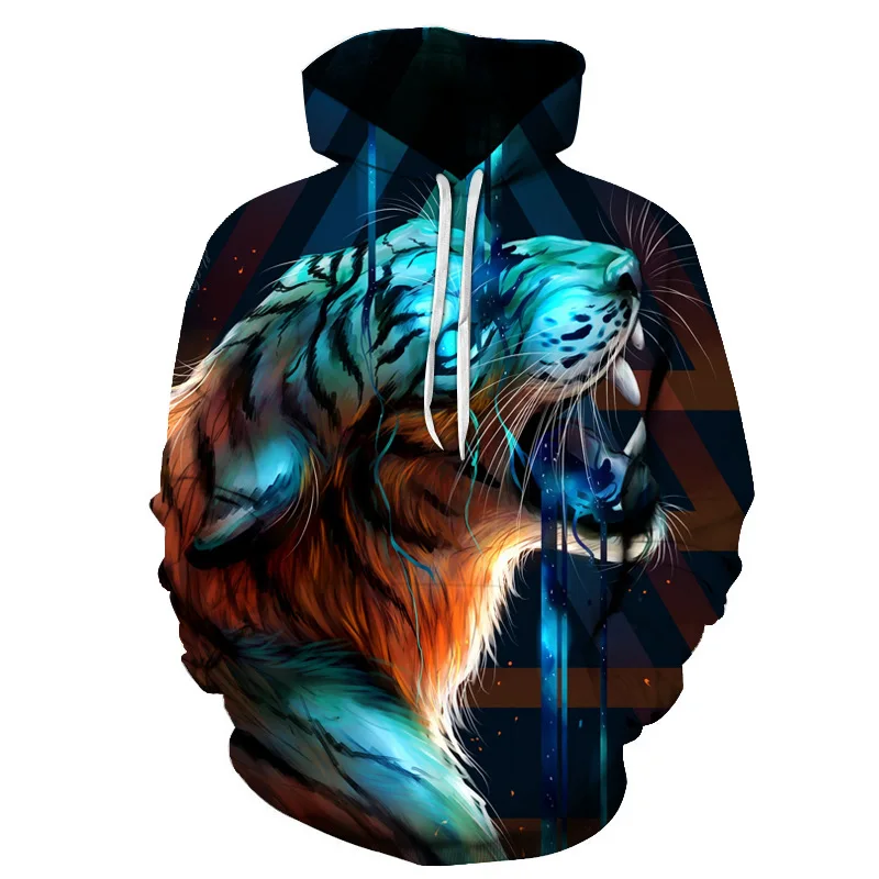 

Glow Tiger 3D Printing Hoodie Sportswear Men's and Women's Casual Fashion Sports All-match Streetwear Harajuku Style Hooded Swea