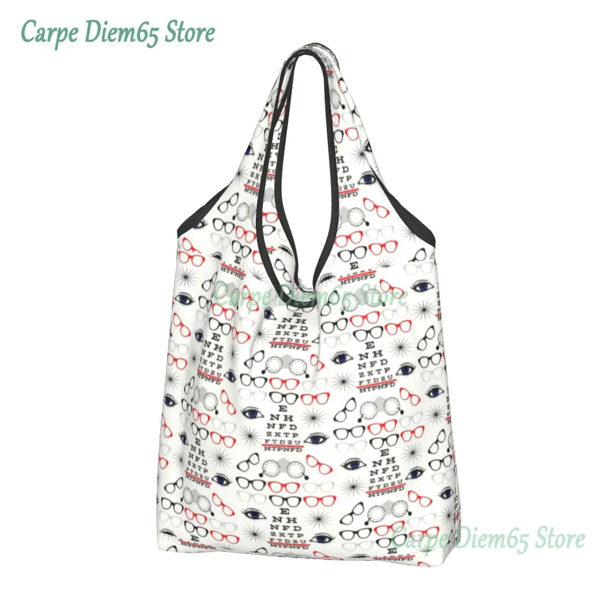 

Funny Funny Optician Optometrist Shopping Tote Bag Portable Eye Test Chart Grocery Shoulder Shopper Bag