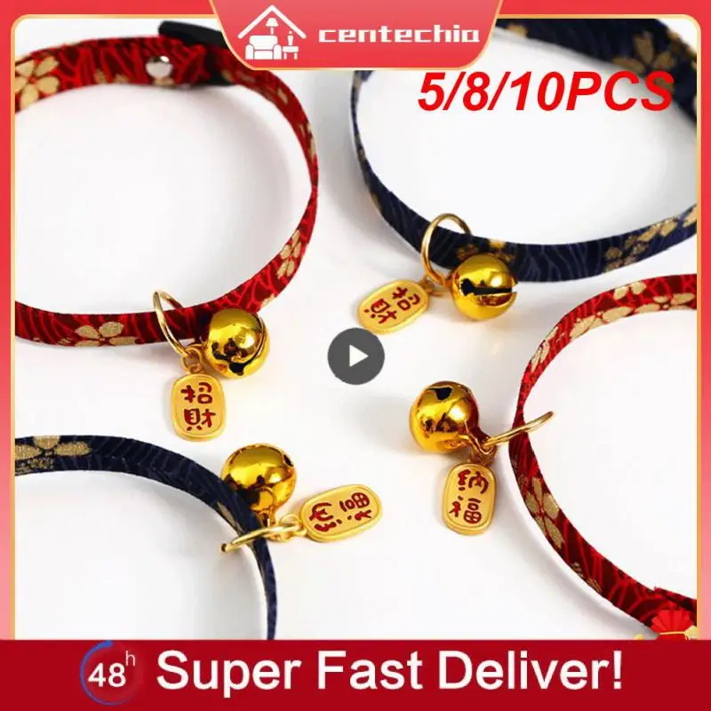 

5/8/10 шт., Мультяшные милые товары для кошек, аксессуары для домашних животных, ошейник с подвеской и регулируемой пряжкой, ошейник для кошек, уличный ошейник, ошейник для домашних животных