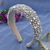 a452 silver wedding hair accessories handmade bridal headwear crystal bridal head hoop shiny baroque headband pageant crown