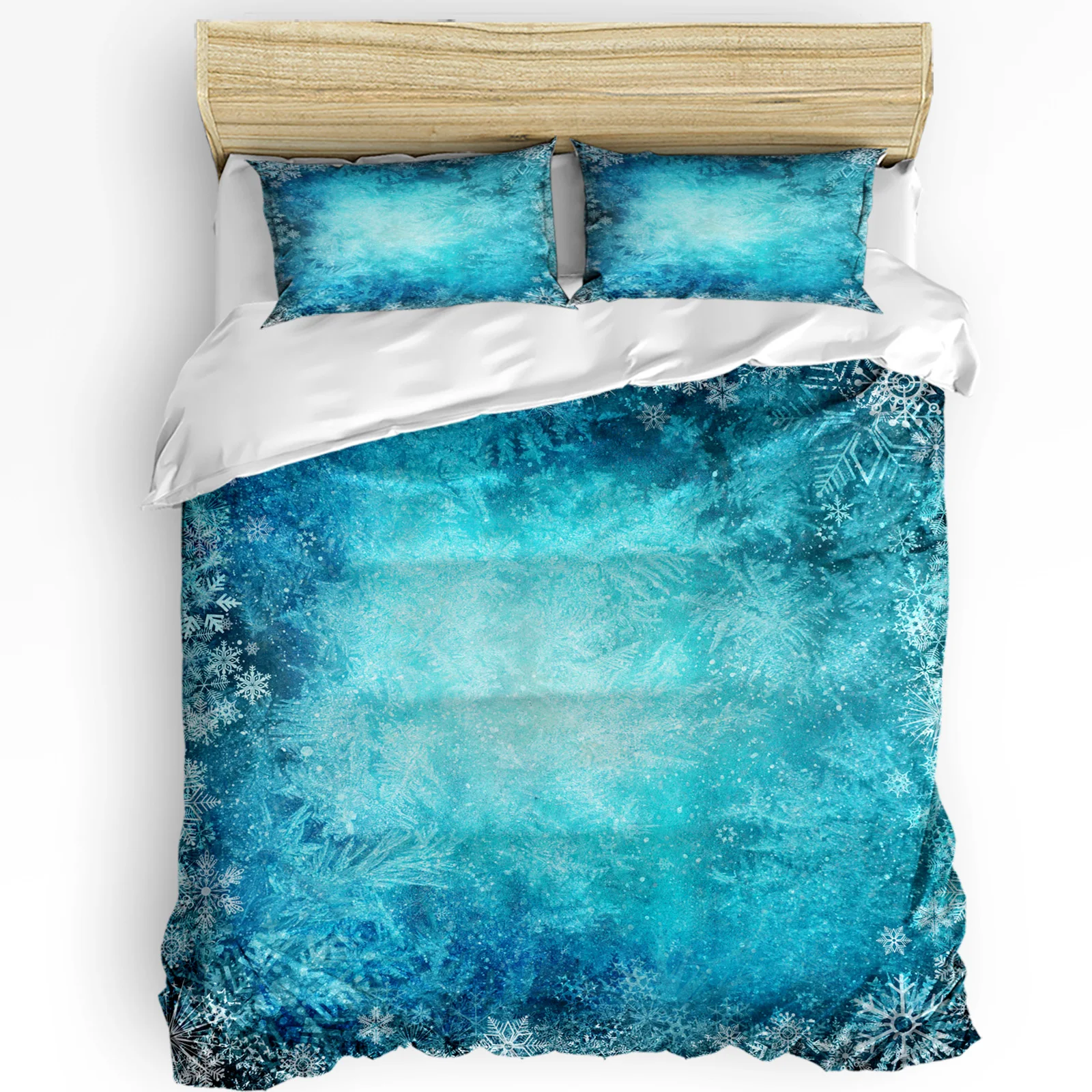 

Snowflake Blue Winter Christmas Duvet Cover 3pcs Bedding Set Home Textile Quilt Cover Pillowcases Bedroom Bedding Set No Sheet