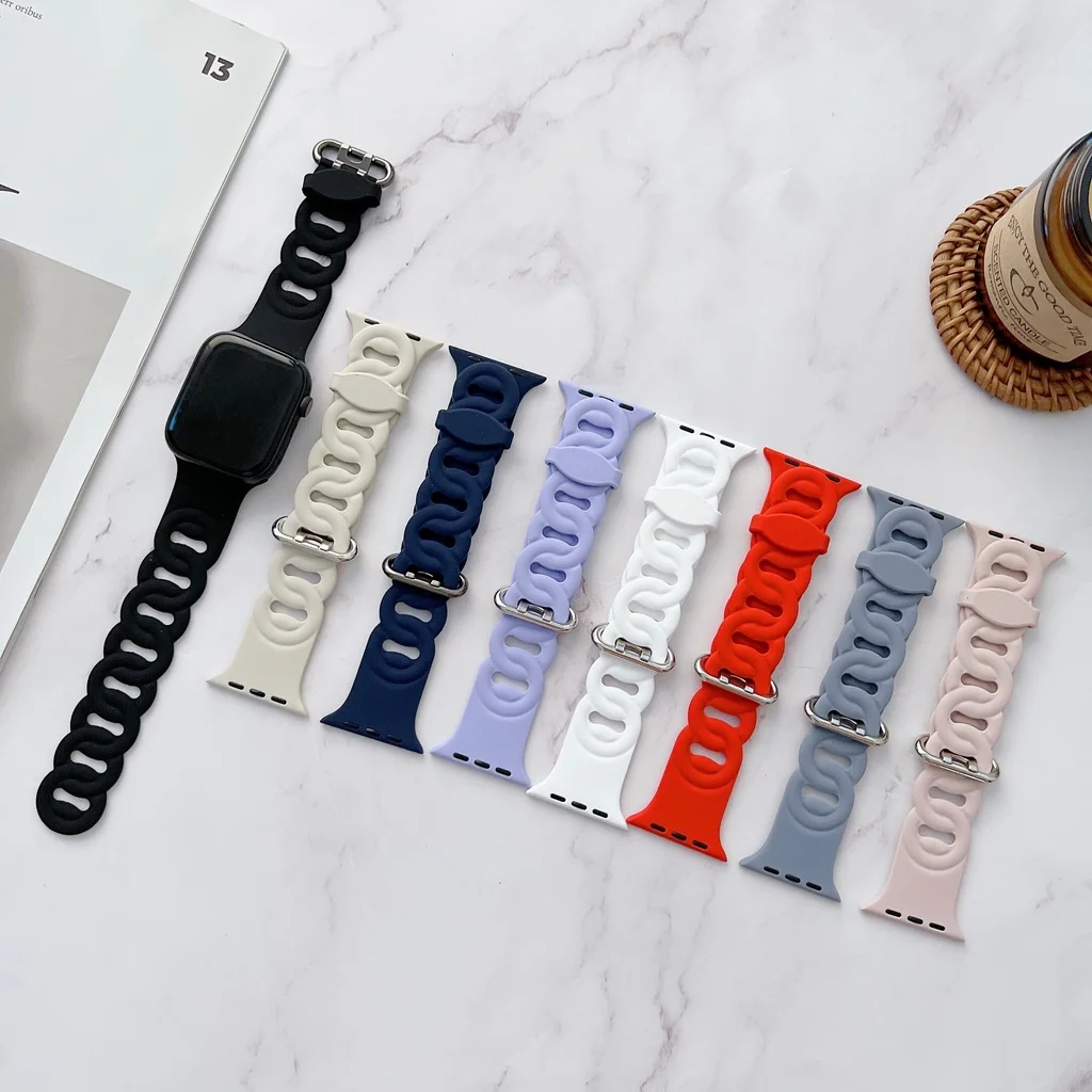 

For iWatch Starp 49mm 41mm 45mm 42mm 44mm Silicone Band For HW22 HW22plus Rubber Bracelet For applewatch Series 8 7 6
