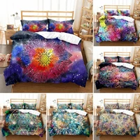 boho mandala duvet cover set chic colorful rustic mandala galaxy bedding set for girls women with 2 pillowcases