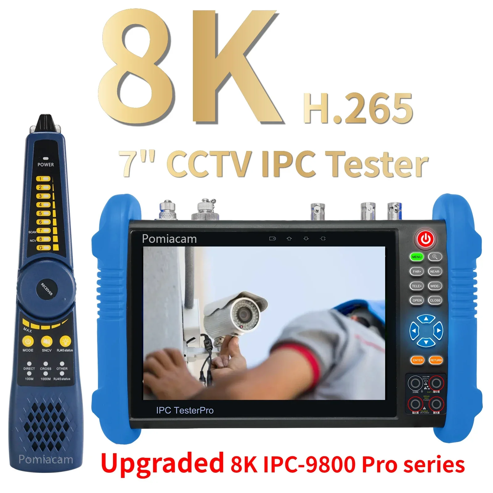 Фото IPC-9800 CLMOVTADHS Pro 7-дюймовый IPS сенсорный монитор-тестер для систем видеонаблюдения, тестер камер HD TVI CVI AHD SDI IP, поддержка H.265 8K №2