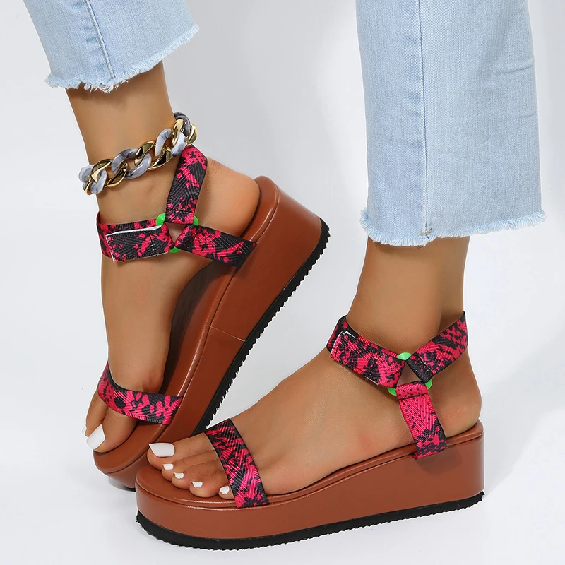 

Summer Wedge High Heel Shoes for Women Sandals Open Toe Casual Ladies Buckle Strap Fashion Female Sandalias Plus Size 43