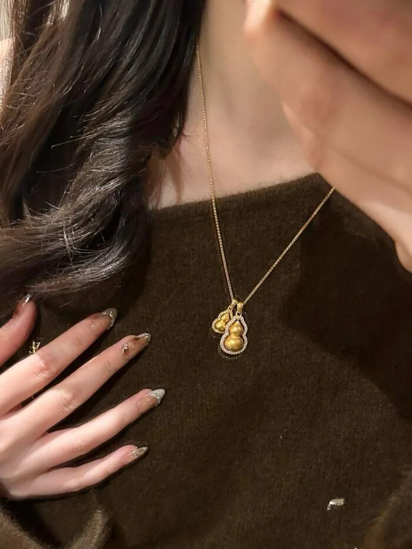 Gold Shop Same Sle Древнее песочное ожерелье с золотой тыквой для женщин Дорогой полый