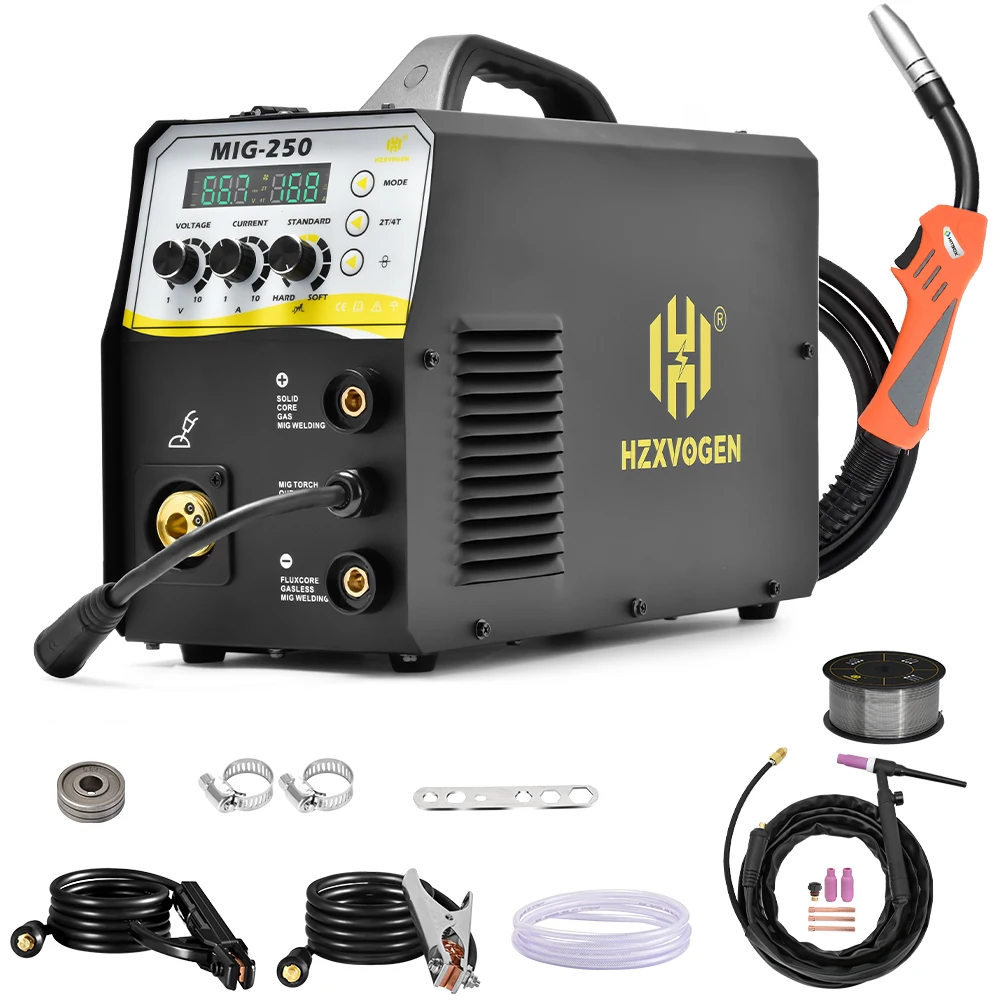 HZXVOGEN MIG250 Welding Machine 4 IN 1 MIG ARC TIG Gas Gasless 2T 4T 220V IGBT MIG Welder INVERTER MIG Welding Machine