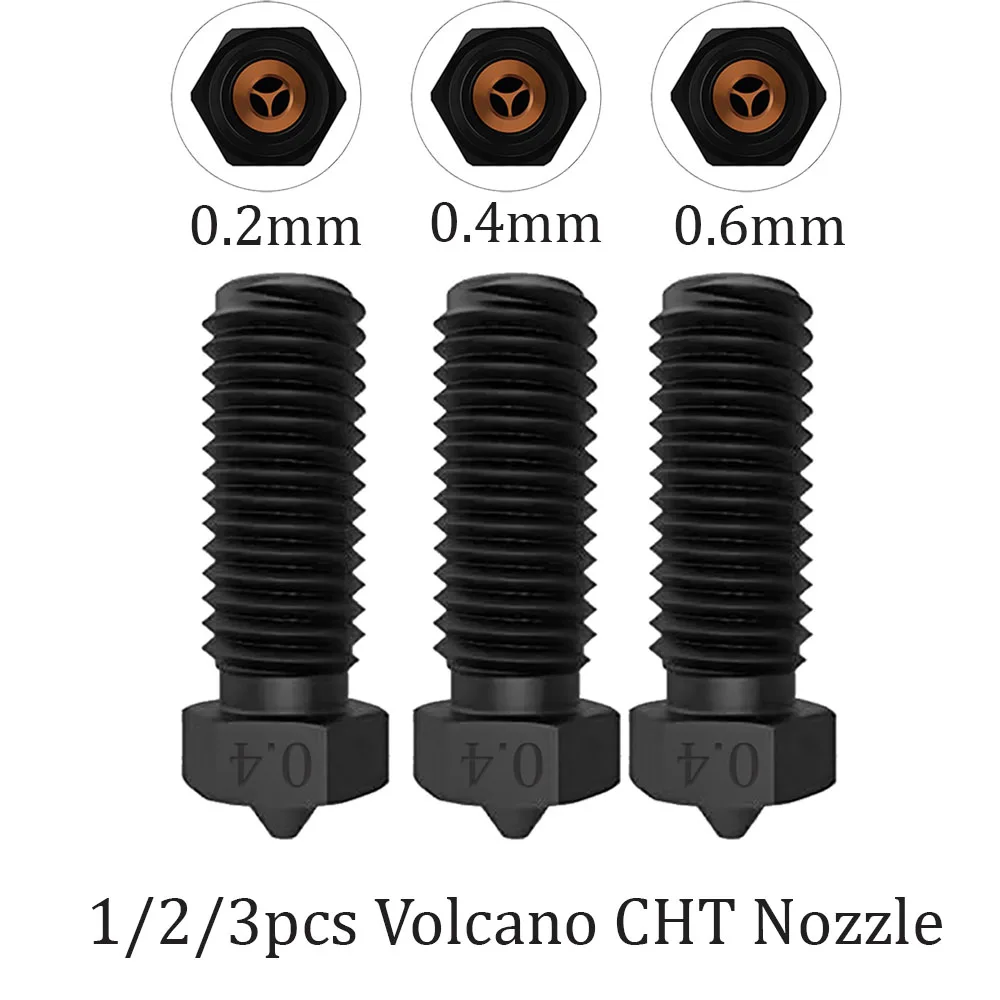 

CHT Volcano Nozzle Hardened Steel High Flow Clone 500° Nozzles for Ender 3 Artillery Vyper Prusa i3 Hotend 3D Printer Nozzle