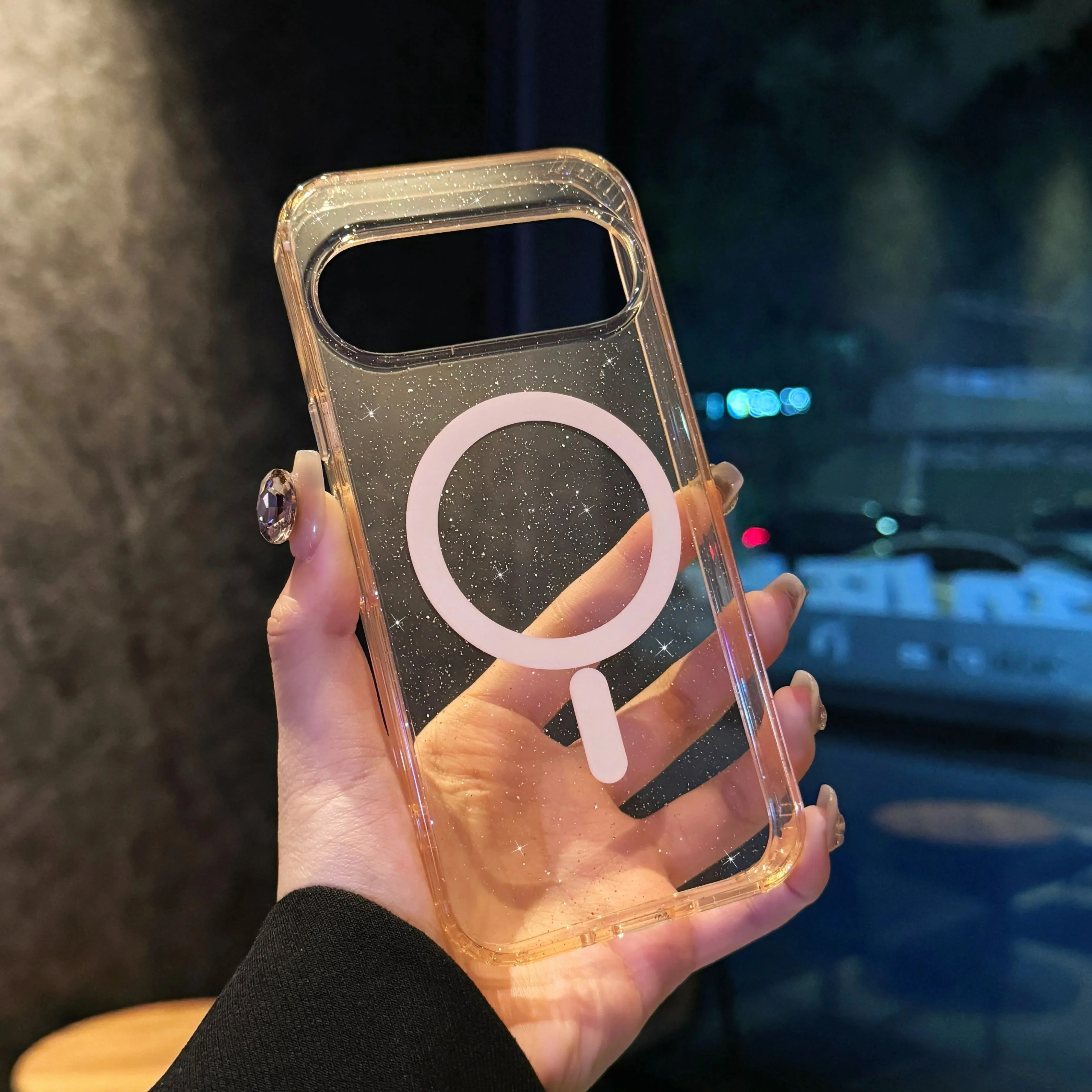 Прозрачный блестящий магнитный чехол для Google Pixel 9Pro XL 9 Pro Magsafe с беспроводной