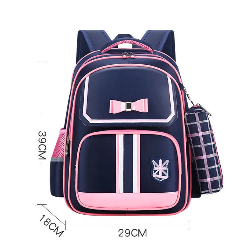Children British Style Schoolbags Primary School Girls Bow Large Capacity Backpacks Grade 1-6 Boys Light Backpack 6-12 Mochila