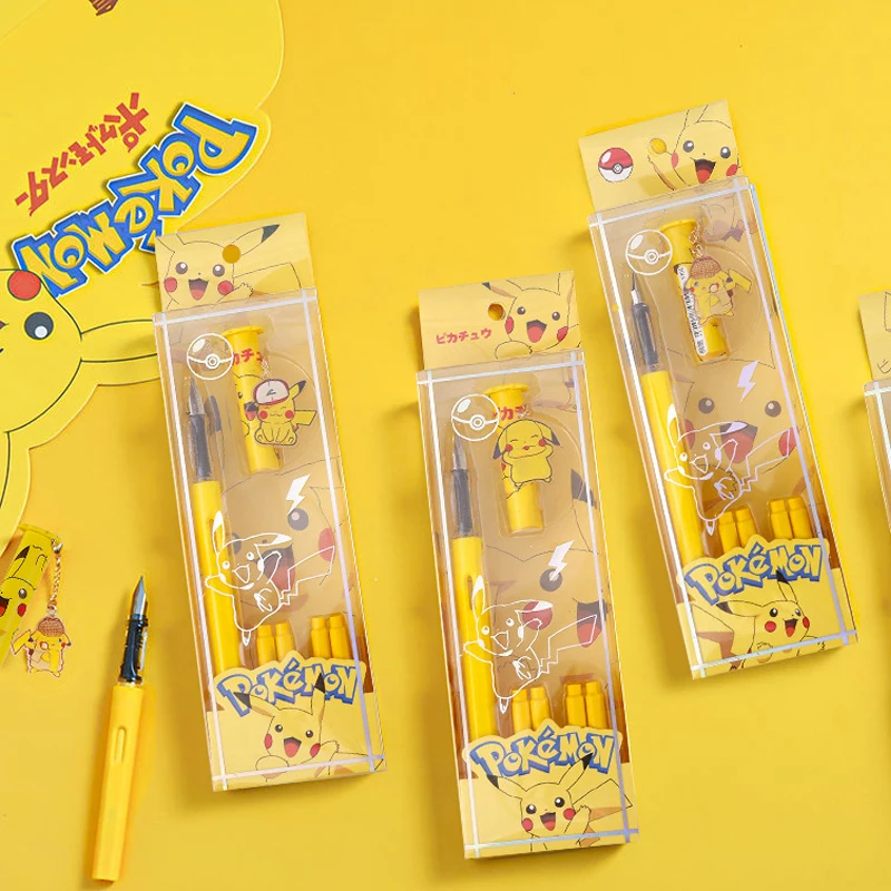 

Pokémon Pikachu Fountain Pen Set Replaceable Ink Sac Fountain Pen Student Writing Practice Office Learning Stationery Gift Prize