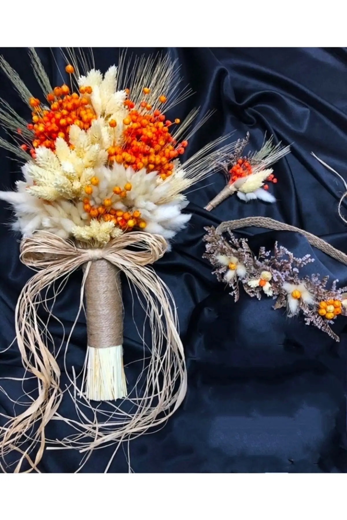 

Bridal Accessories Bride Bouquet Groom boutononnand Crown Set Wedding Handmade For Bride And Bridesmaids