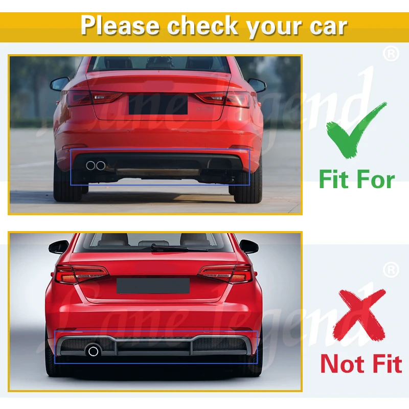 Задний диффузор для губ Audi A3 2014 2015 2016 отделка блеск черный бампер высокое