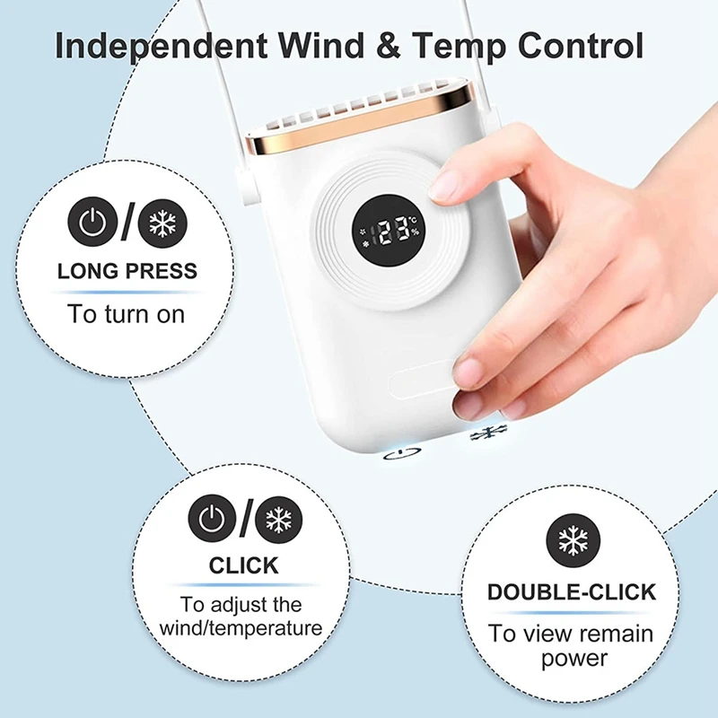 

Personal Neck Fans, Portable Mini Fans With 1.5S Quick Cooling Plate, 3 Speed & Rechargeable Necklace Fans