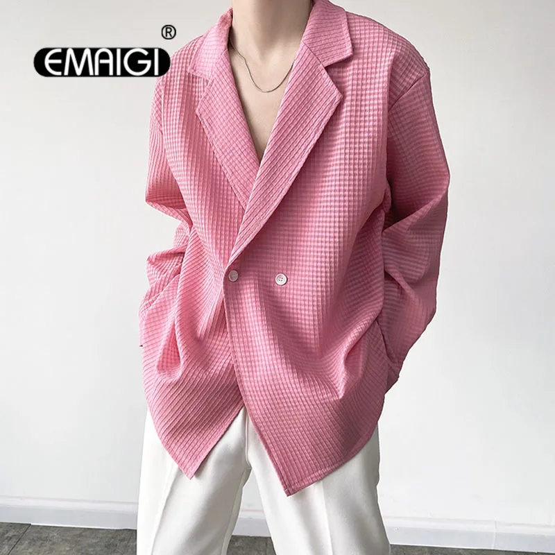 

Autumn Pink Green Shirts Tops Men Korean Streetwear Fashion Long Sleeve Loose Casual Plaid Shirt Women Oversize Shirt Cardigan