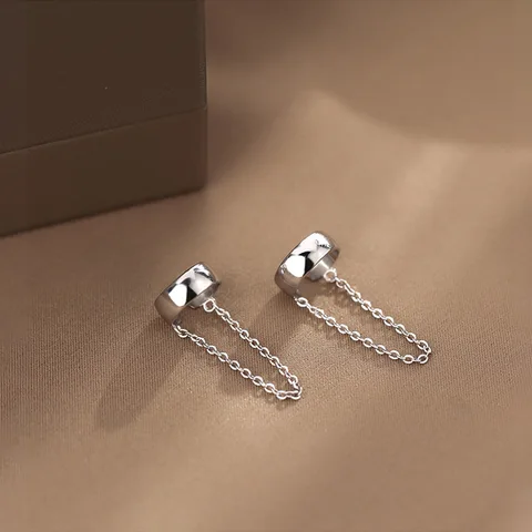 Женские длинные серьги-каффы с кисточками
