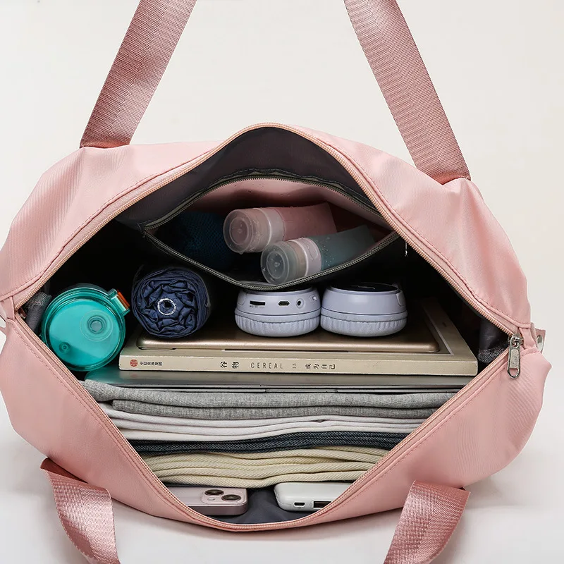 Portable Large Capacity Storage Travel Shoulder Bags Folding Tote Luggage BagOxford Cloth Waterproof Sports Gym Yoga Handbag